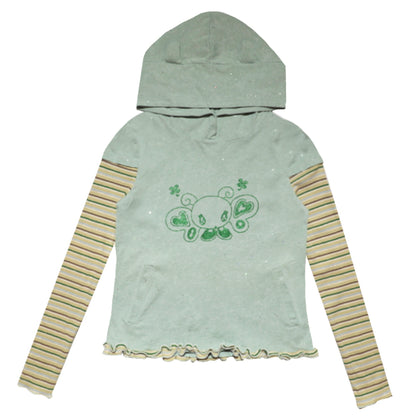 Green Devil Horns Hoodie Top