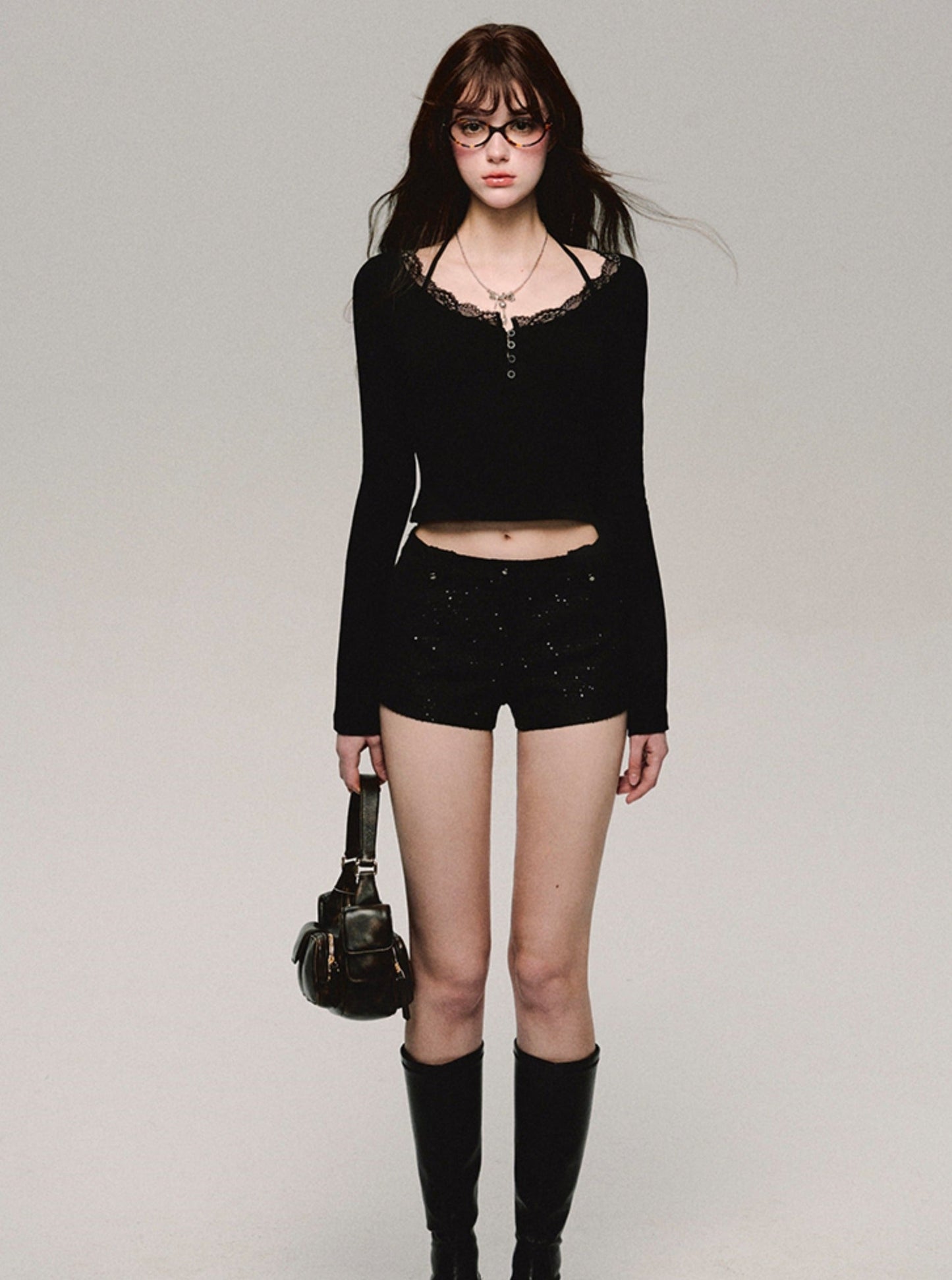 Knitted Bell Sleeve T-Shirt