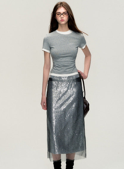 Summer Skin-Friendly Sequin Skirt