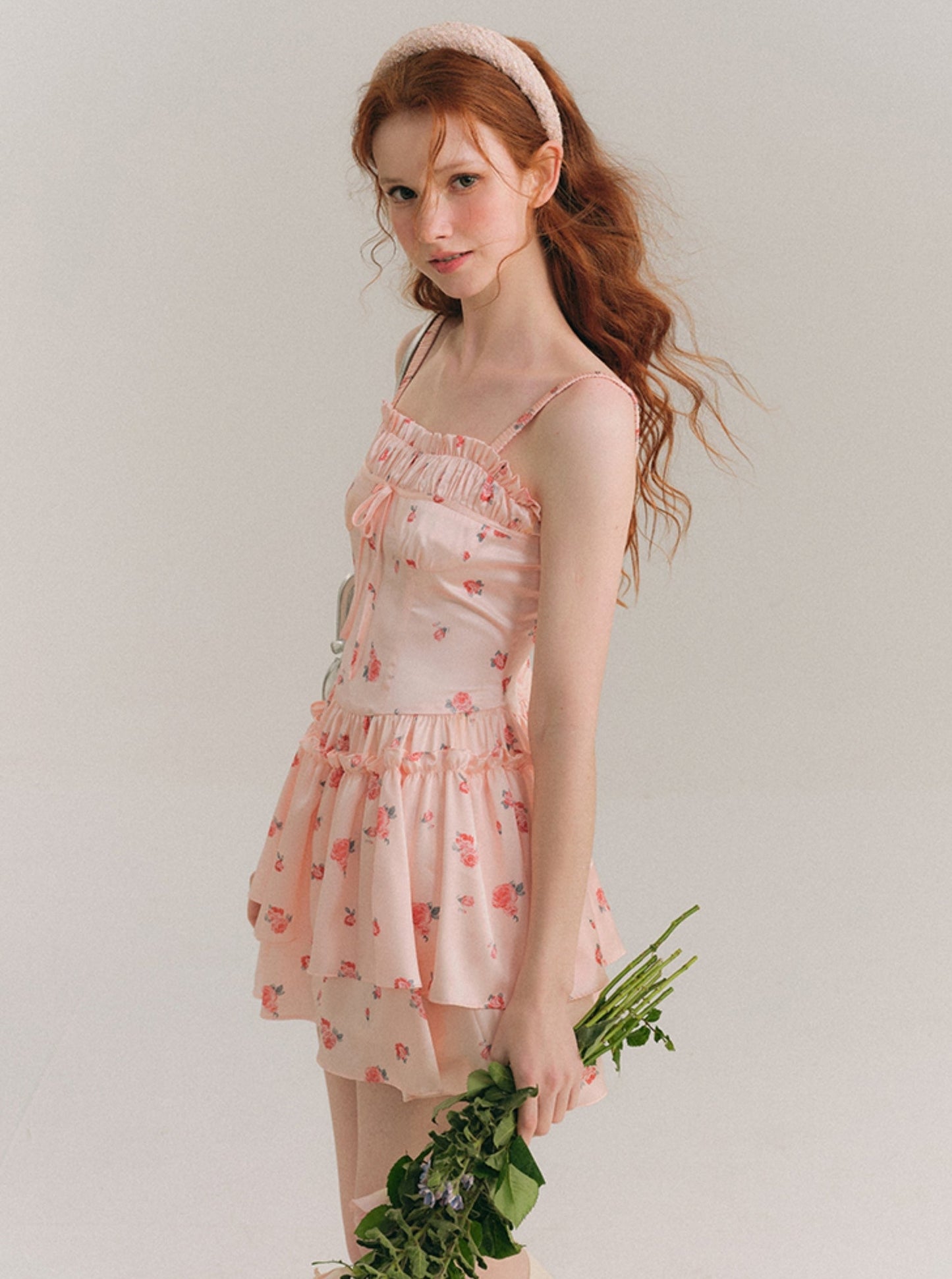 Blush Satin Suspender Dress