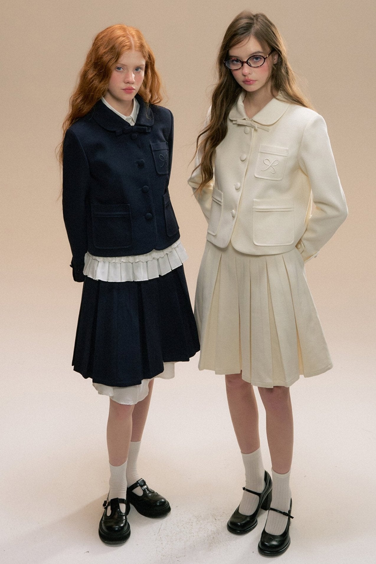 Navy Youth College Tweed Girl Set-Up