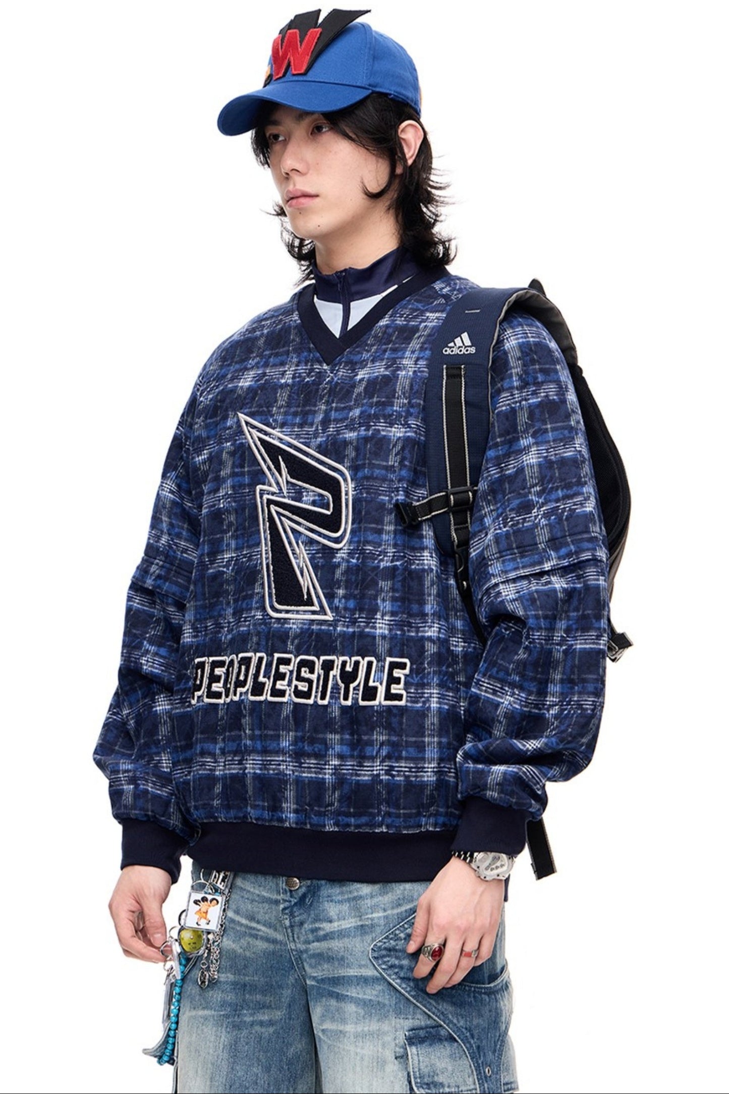 Retro Checked Loose Sweatshirt