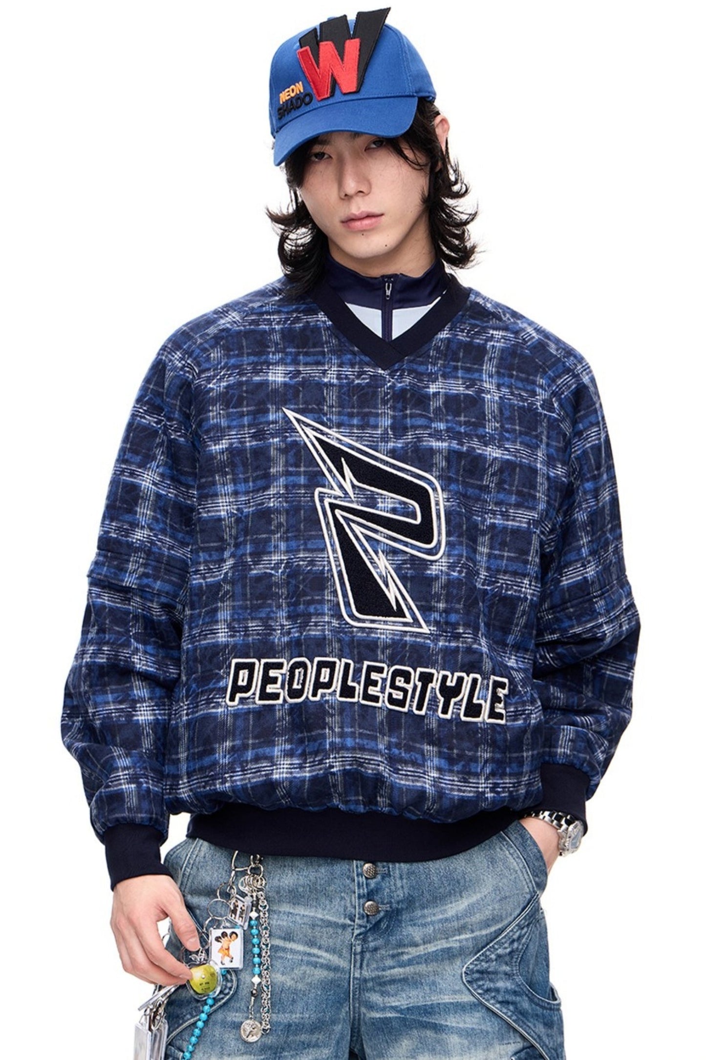 Retro Checked Loose Sweatshirt