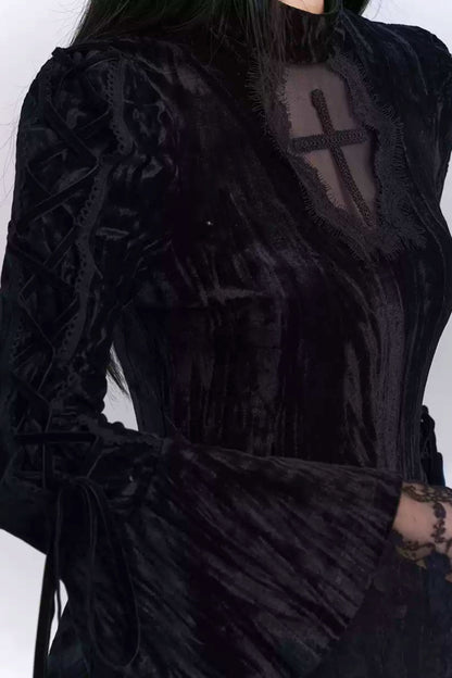 Unique Gothic Velvet Halloween Outfit Dress