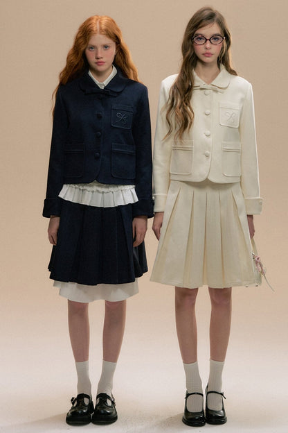 Navy Youth College Tweed Girl Set-Up