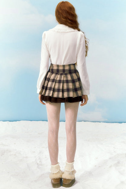 Bow Detail Tweed Check Skirt