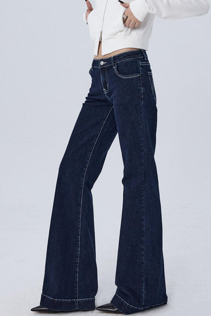 Embroidered Mid-Rise Bootcut Jeans