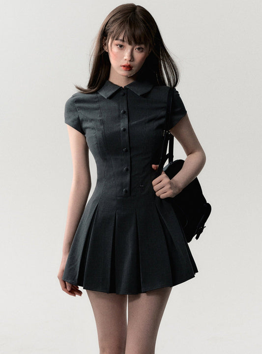 Short Sleeve College Suit Dress