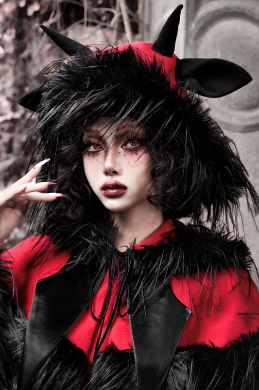 Gothic Devil Horn Fur Hat