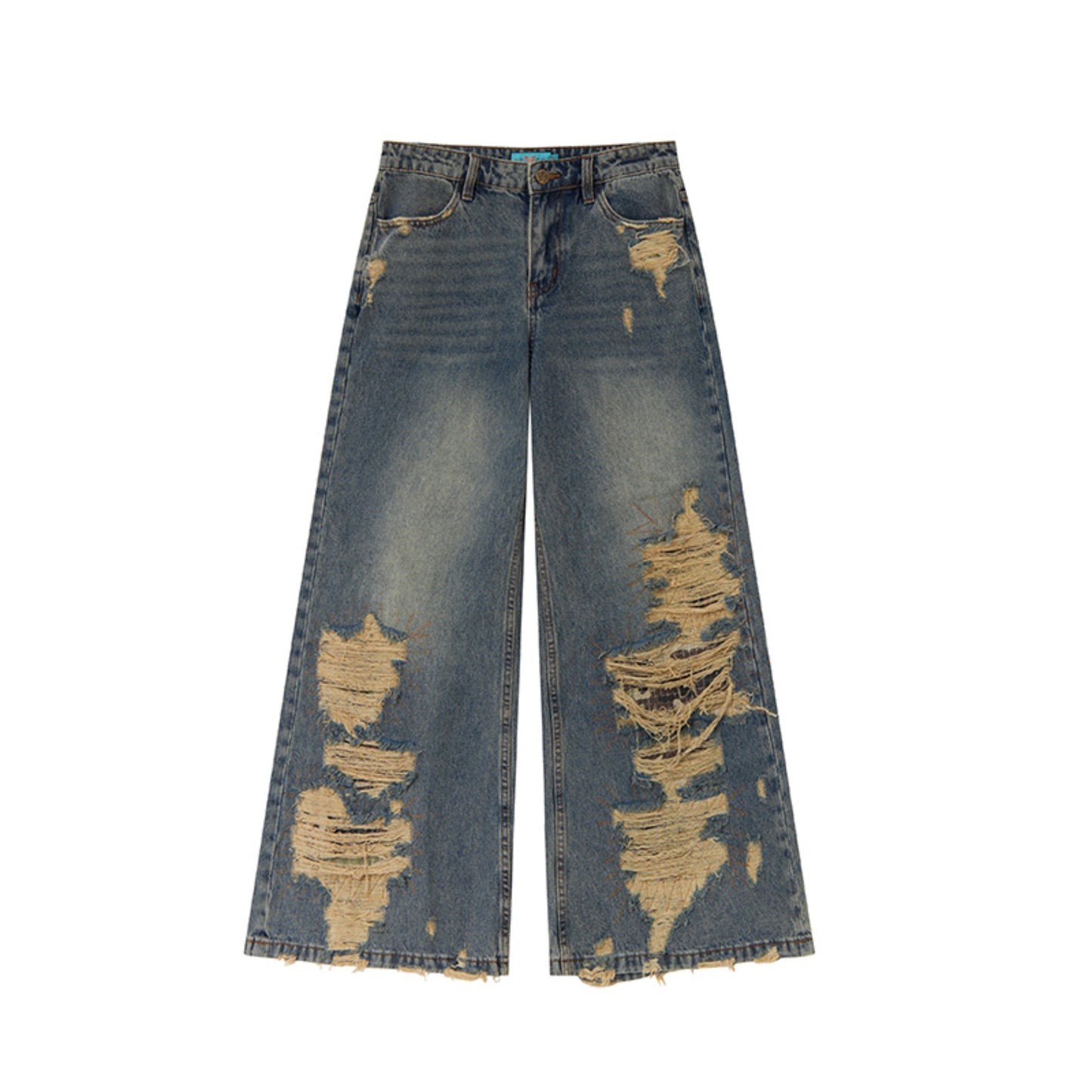 Ripped Wide-Leg Jeans