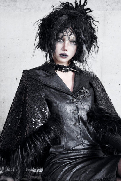 Gothic Fur Suit Cape Jacket Set-Up