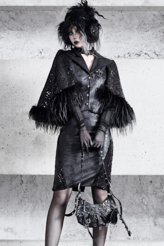 Gothic Fur Suit Cape Jacket Set-Up