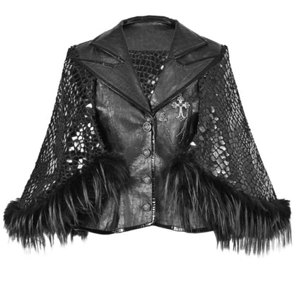 Gothic Fur Suit Cape Jacket Set-Up