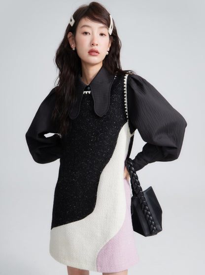 Fragrance wool tweed vest dress