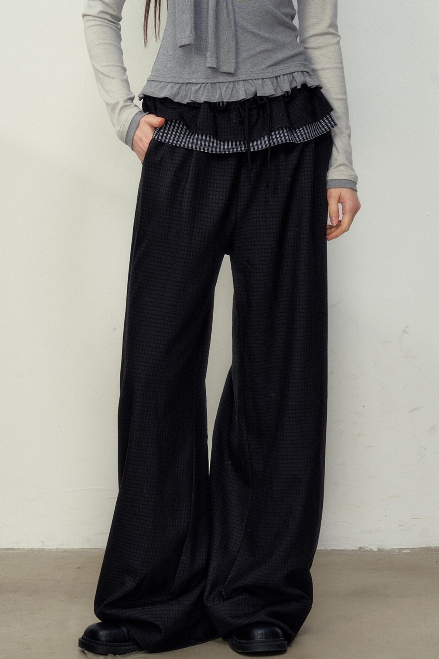 Lace Layer Plaid Trousers