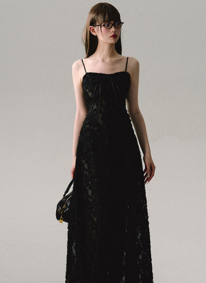 Black Cutout Lace Maxi Dress