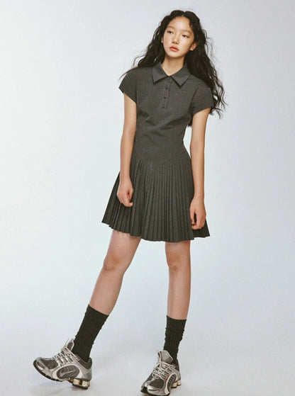 Striped Slim Fit Pleated Dress