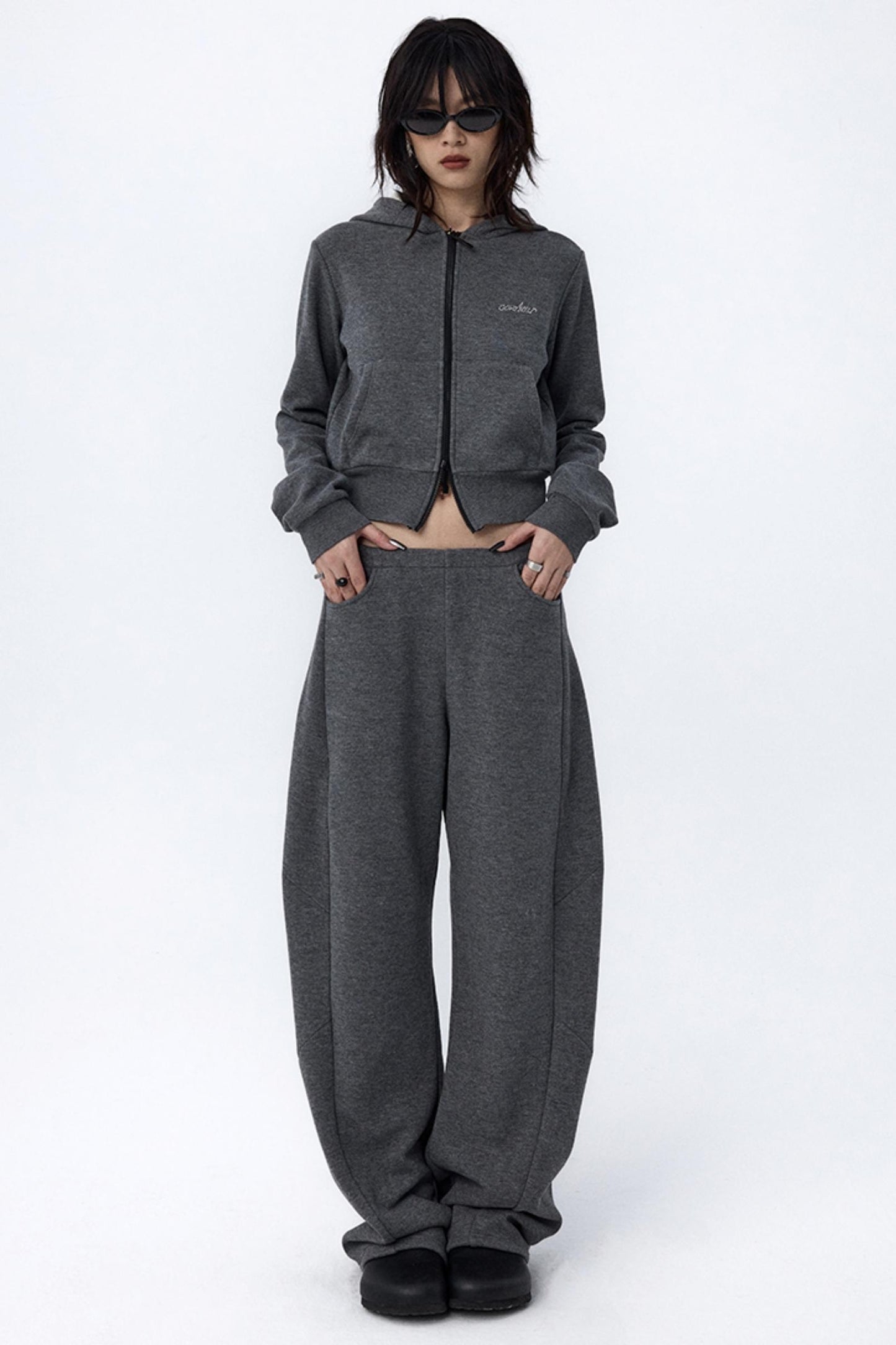 Split Curved Leg Fleece Pants