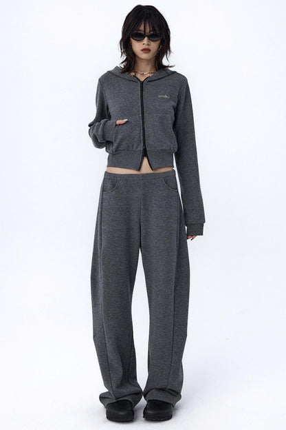 Split Curved Leg Fleece Pants