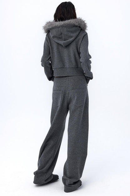 Split Curved Leg Fleece Pants