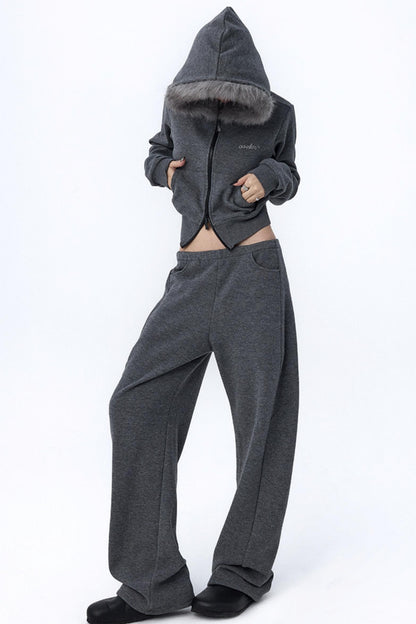 Split Curved Leg Fleece Pants