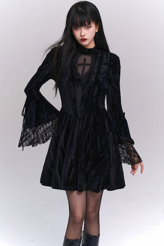 Unique Gothic Velvet Halloween Outfit Dress