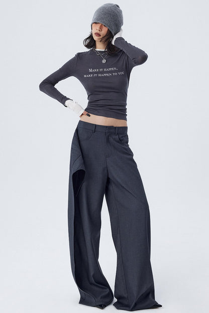 Diagonal Misaligned Loose Hakama Pants