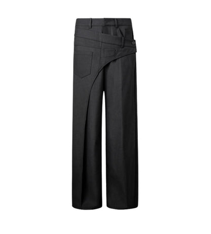 Diagonal Misaligned Loose Hakama Pants