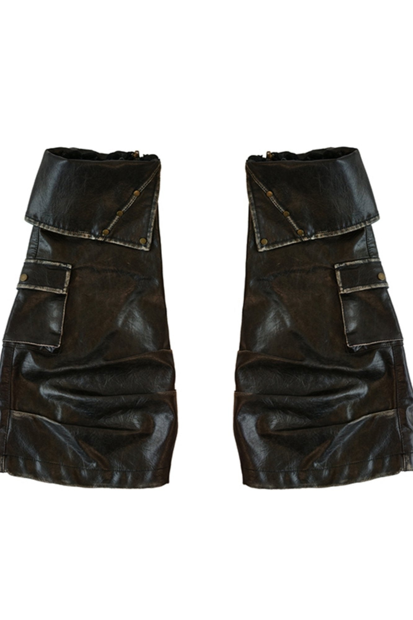 Distressed Fold-Over Leather Leg Cover