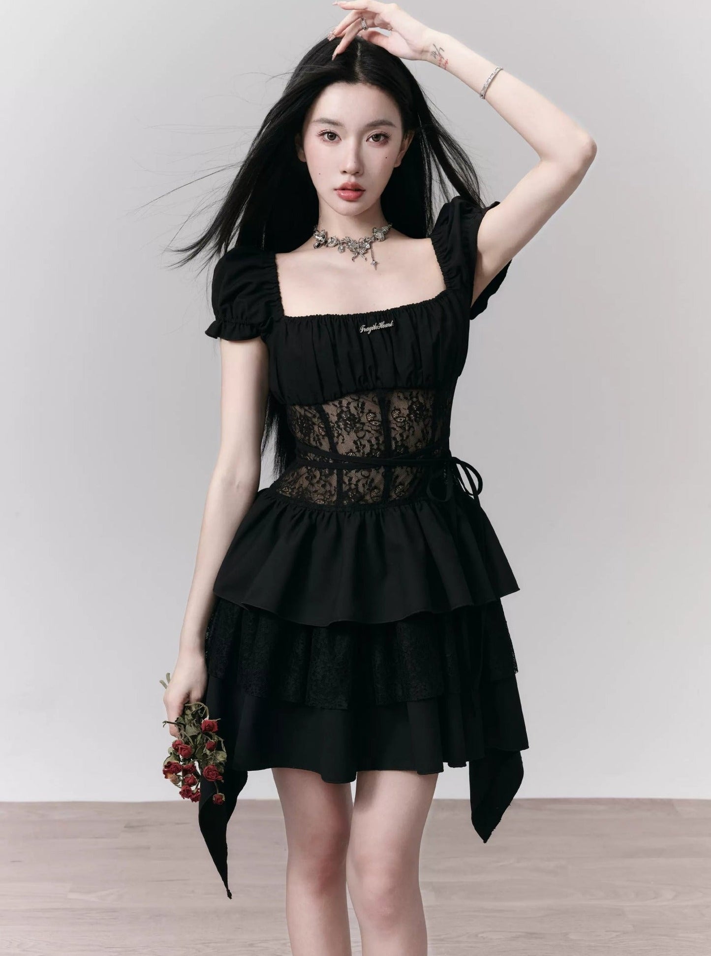 Black Romance Lace Cut-Out Dress