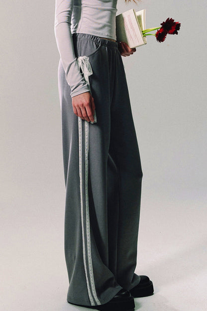 Dewy Garden Mist Grey Wide-Leg Pants