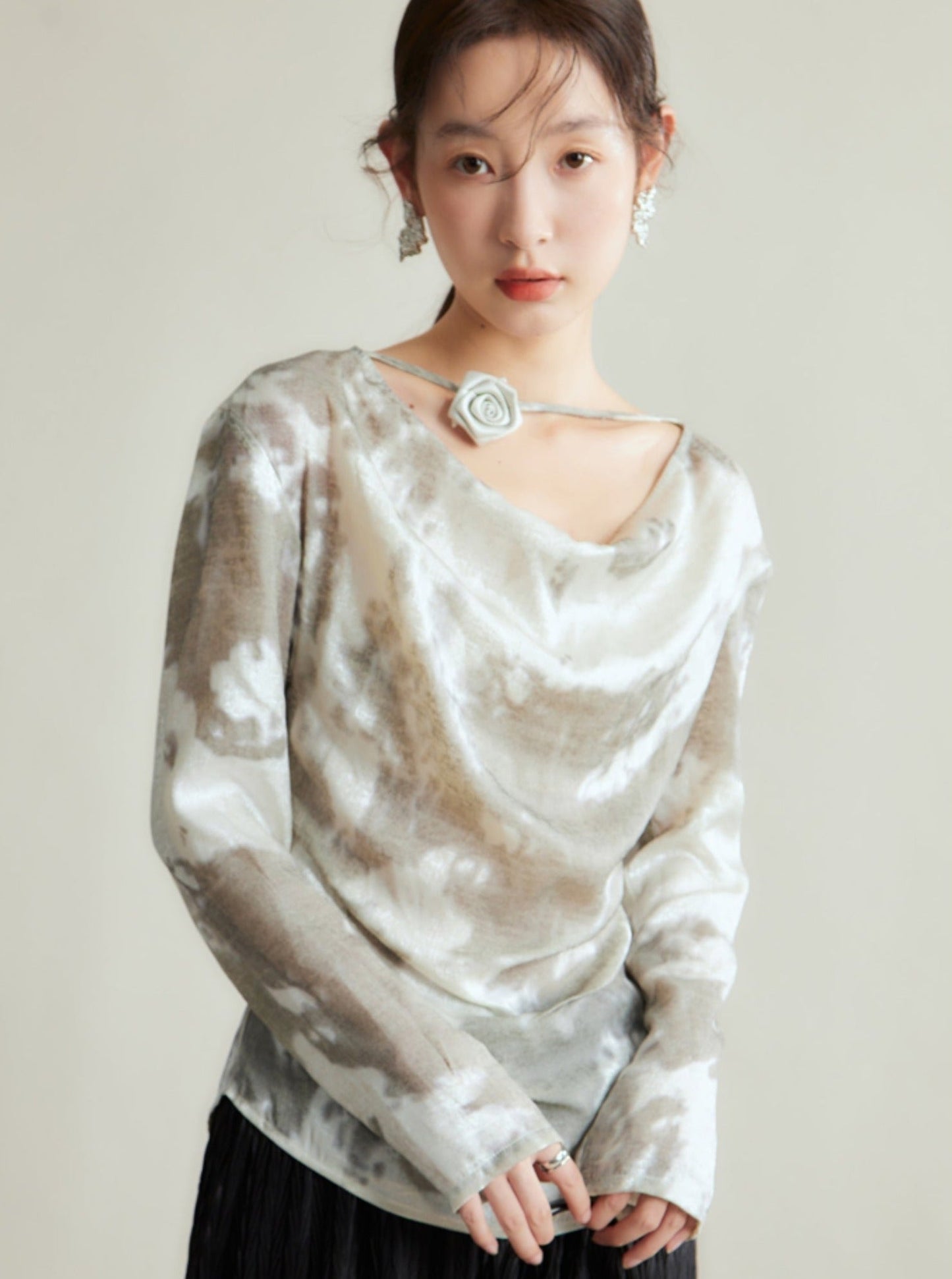 Chinese bronzing handmade flower collar top