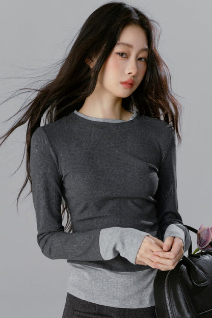 Glitter Contrasting Stitch Knit Undershirt