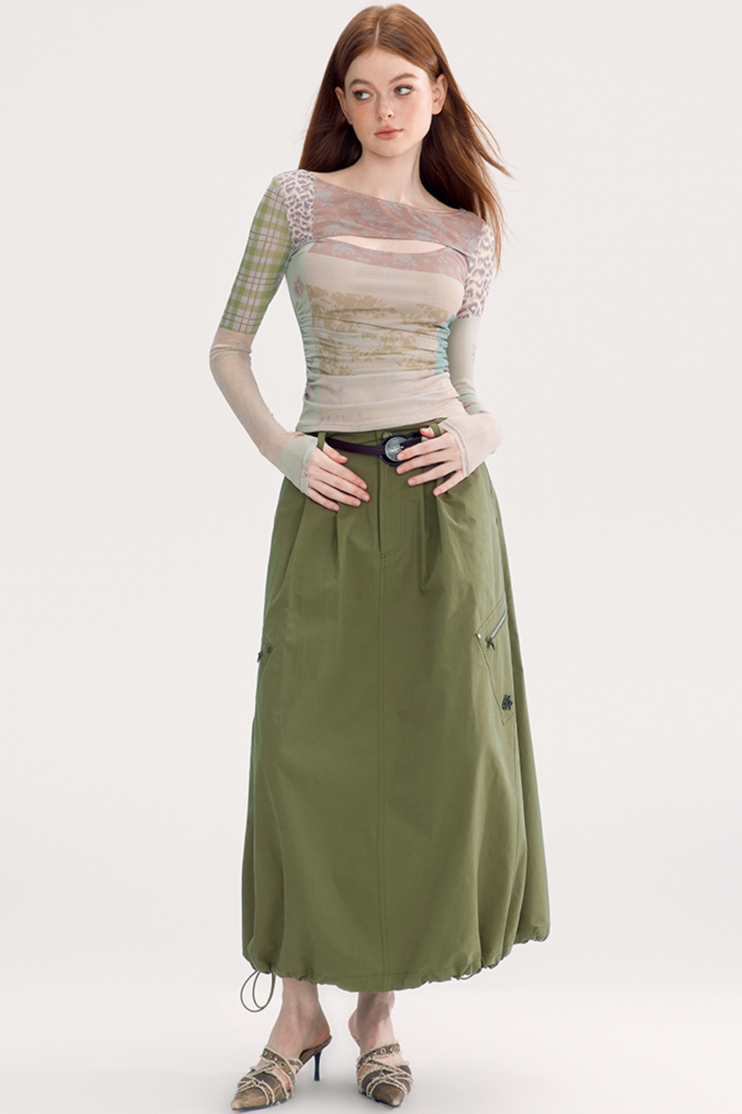 Pocket Detail Long Cargo Skirt