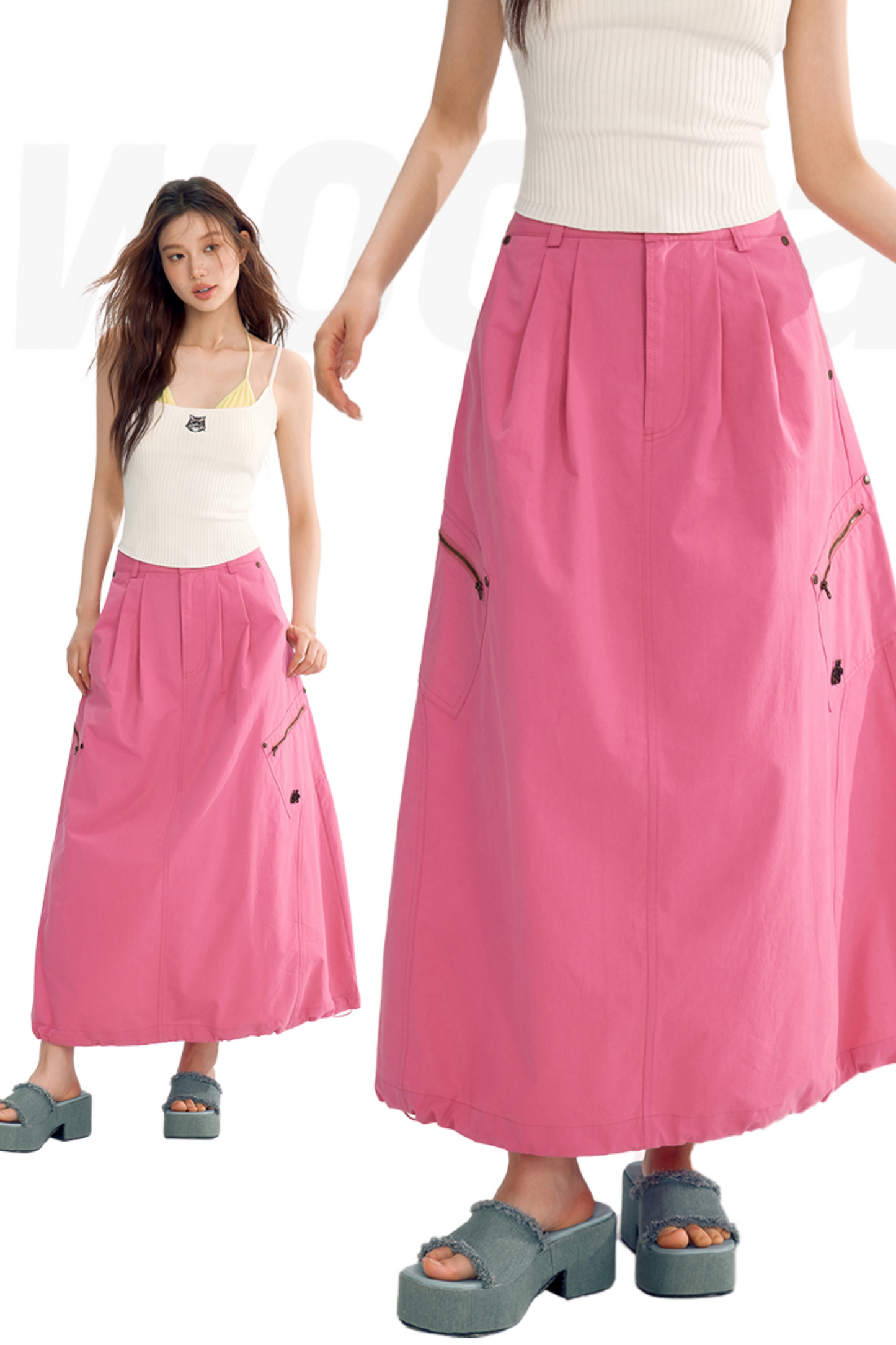 Pocket Detail Long Cargo Skirt