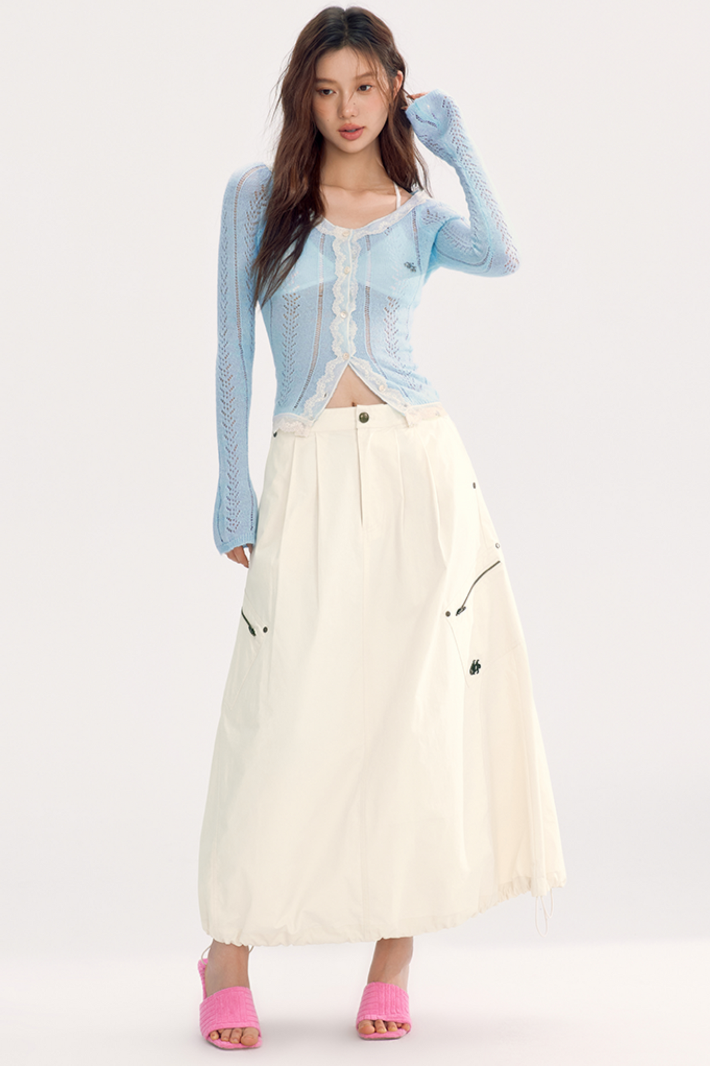 Pocket Detail Long Cargo Skirt