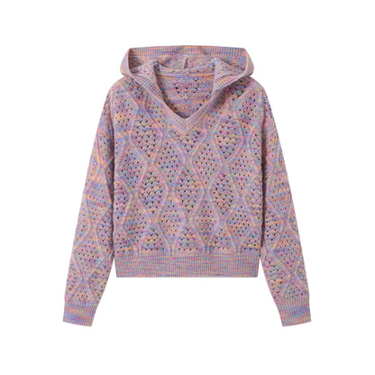 Retro Cut-Out Strick Hoodie 