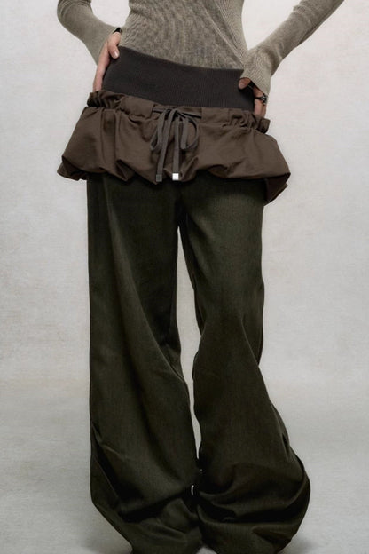 Retro Drawstring Loose Pants Set