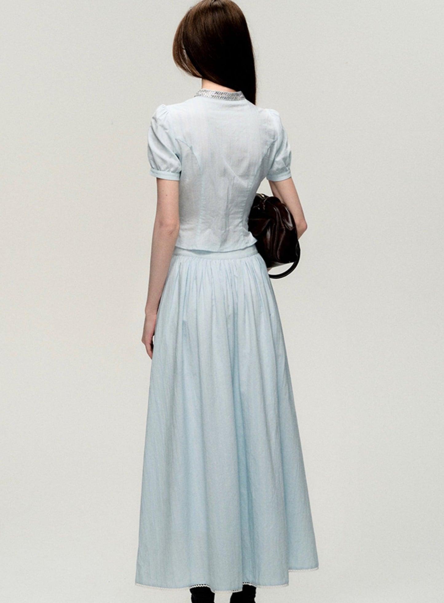 Blue Hour Diamond Collar Skirt Set-Up