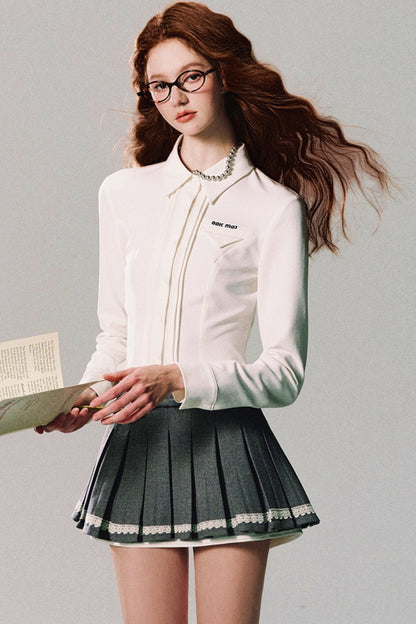 Preppy Gray Pleated Skirt