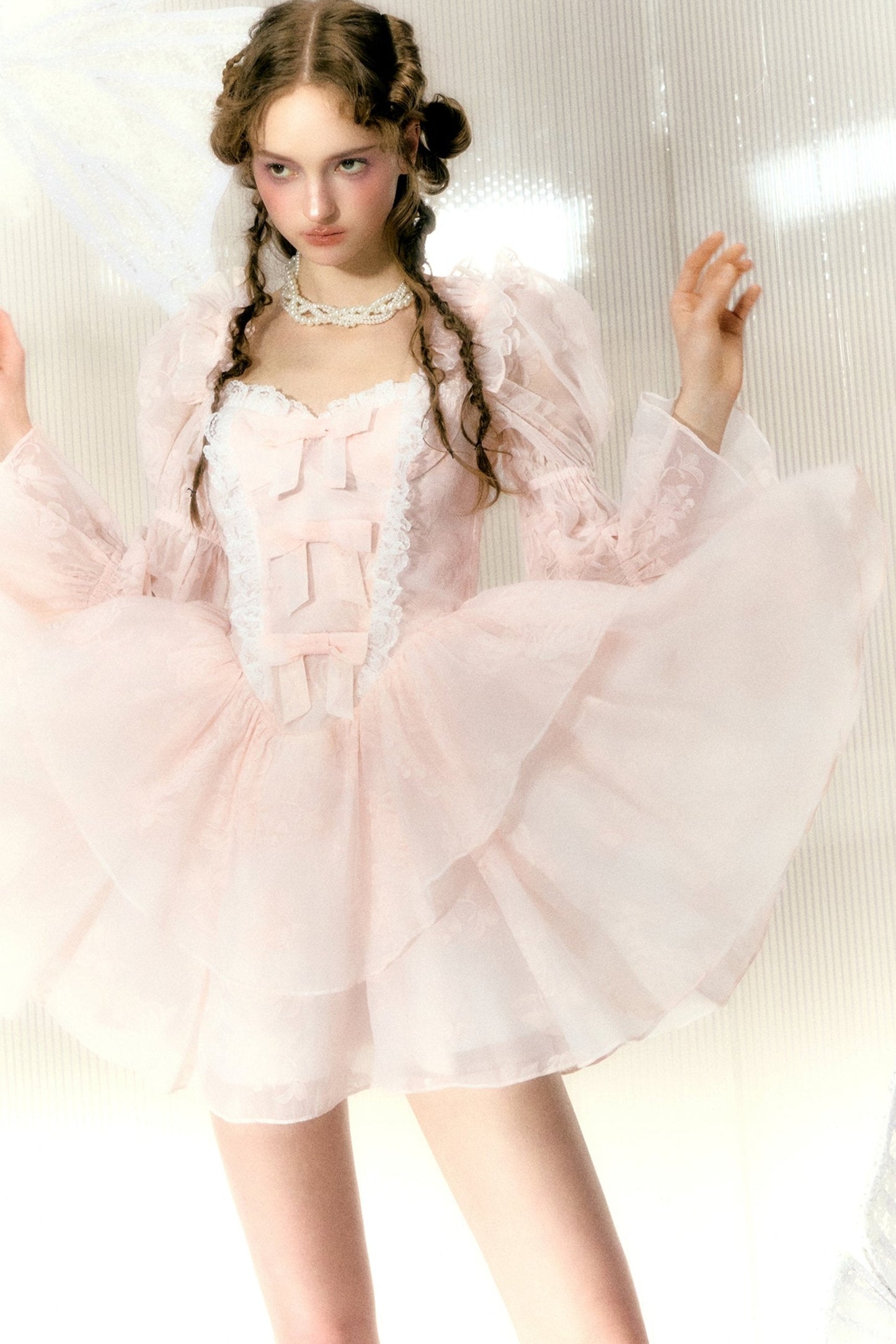 Rose Bow Long Sleeve Fairy Dress