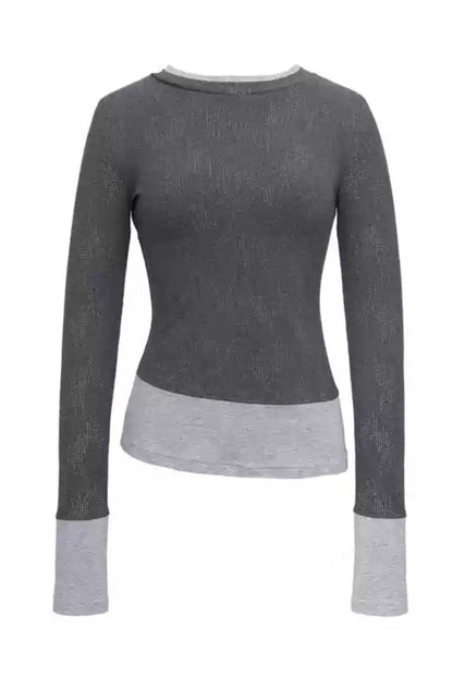 Glitter Contrasting Stitch Knit Undershirt