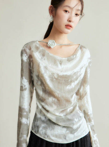 Chinese bronzing handmade flower collar top