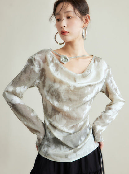 Chinese bronzing handmade flower collar top