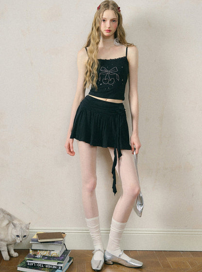 Cherry Tree Knitted Camisole Skirt Set-Up