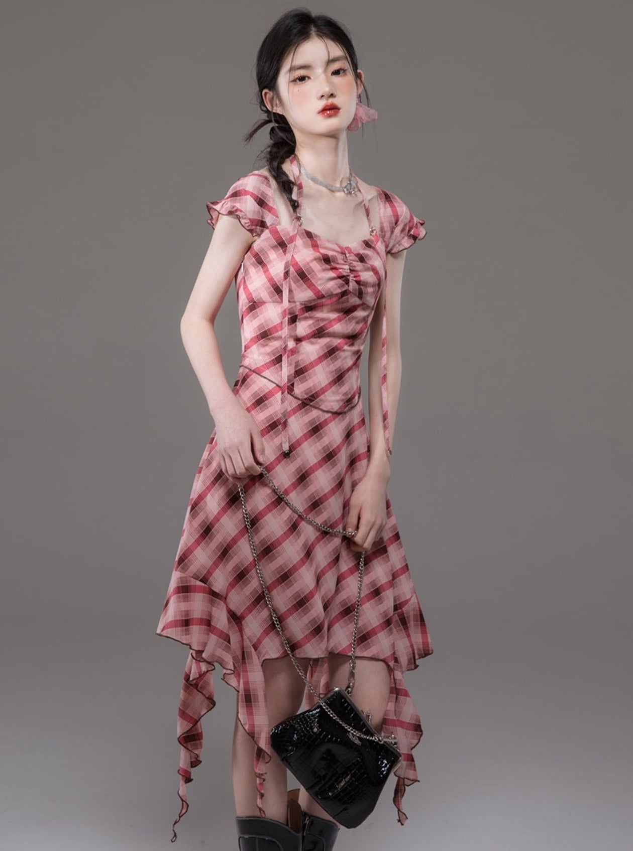 Sandalwood Red Checkered Dress