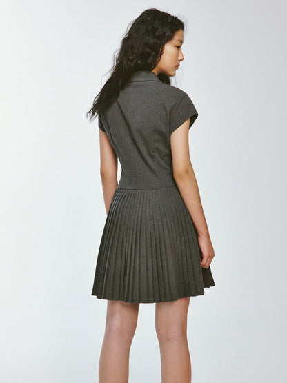 Striped Slim Fit Pleated Dress