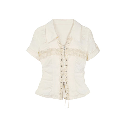 Vintage Lace Pleated Blouse