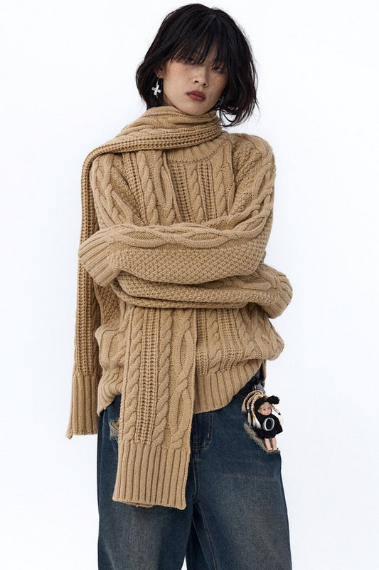 Vintage Cable Crew Neck Sweater Set