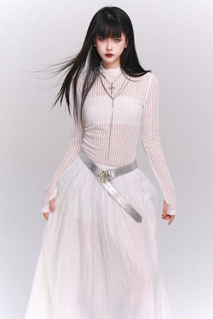 White Long-Sleeve Moonlight Dress